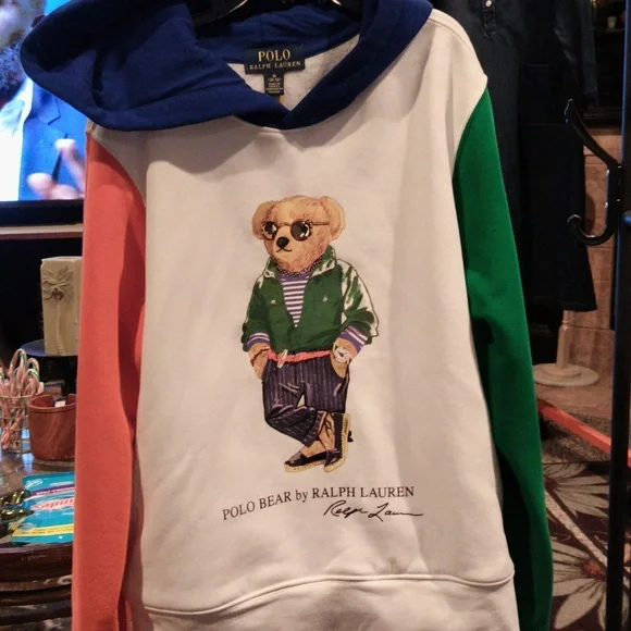 FINAL PRICE Polo Ralph Lauren Multicolored Hooded POLO BEAR Sweatshirt M - Picture 3 of 6